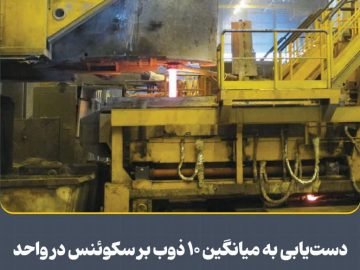 دستیابی به میانگین ۱۰ ذوب بر سكوئنس در واحد ریختهگری تختال نازک شركت فولاد و نورد سبا