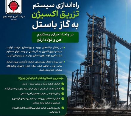 ​راه‌اندازی سیستم تزریق اکسیژن به گاز باستل در واحد احیای مستقیم آهن و فولاد ارفع
